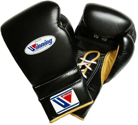Winning Black/Gold Boxing Gloves Premium Quality Training