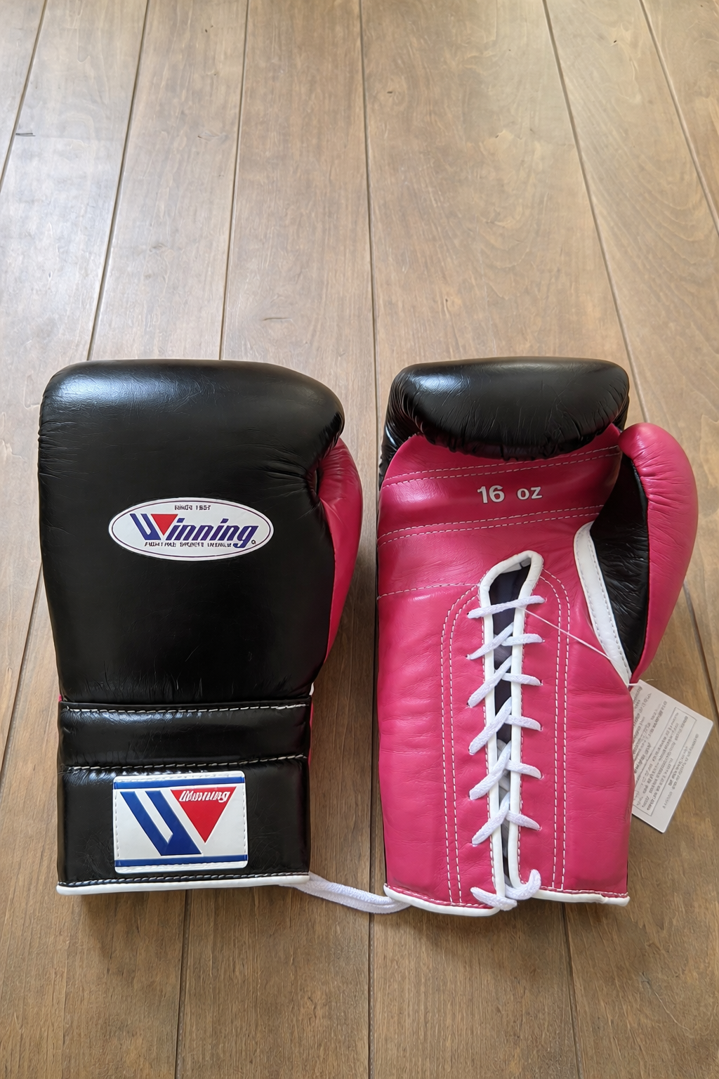 Winning Pink/Black boxing gloves premium leather professional training gloves