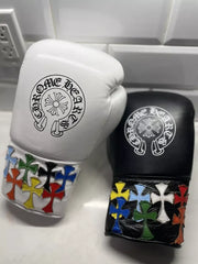 Winning Black/White Leather Boxing Gloves Heavy Duty Training Pair