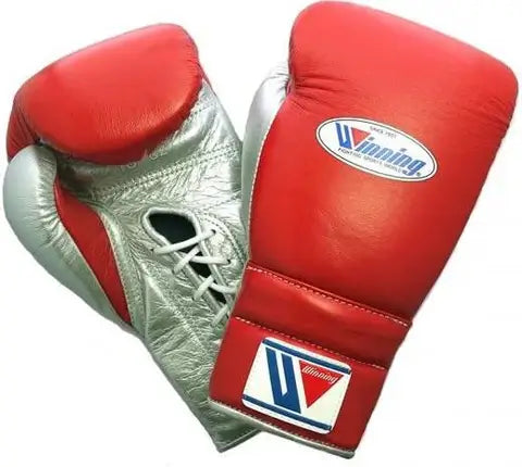 Winning Carrot/Slate Lace-Up Boxing Gloves Close Up Detail