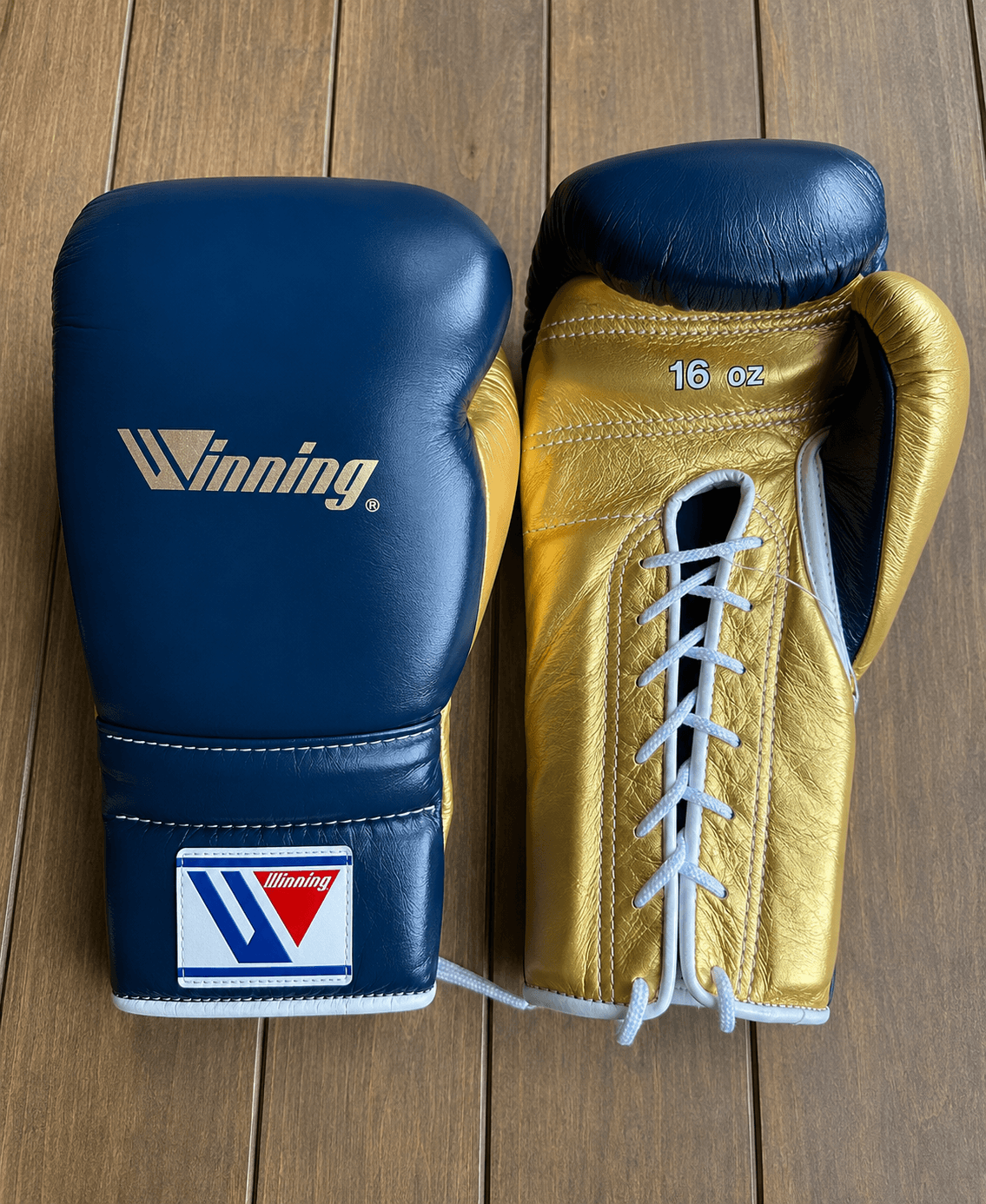 Winning Dark-Blue/Gold Boxing Gloves Premium Leather Training Pair
