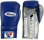 Winning Boxing Gloves Dark-Blue/Silver 14oz Leather Training Gloves