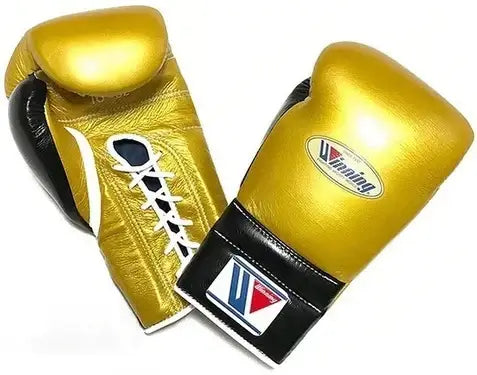 Winning Boxing Gloves Gold/Black 14oz Leather Training Gloves
