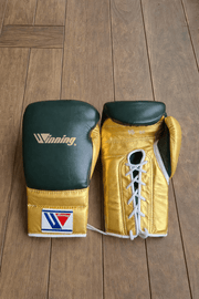 Winning Dark-Green/Gold Full View Leather Boxing Gloves
