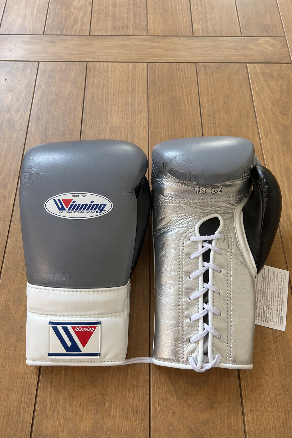 Winning Grey/Silver/White/Black boxing gloves premium leather professional training gloves