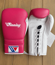 Winning Pink/White Boxing Gloves Custom Fit Gym Training