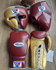 Winning Boxing Gloves Set Maroon/Gold Heavy Duty Training Collection