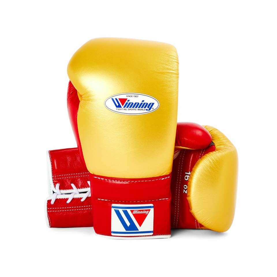 Winning Boxing Set Gold/Red Gym Training Gloves View