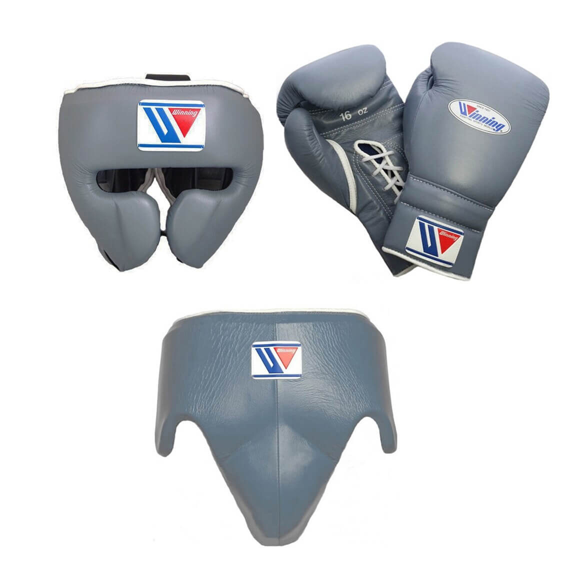 Winning Leather Boxing Set Grey Gym Training Kit