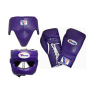 Winning Purple Full Boxing Set Gloves Headguard Groin Guard