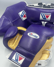 Winning Purple/Gold Boxing Set Fitness Training Gloves Headguard