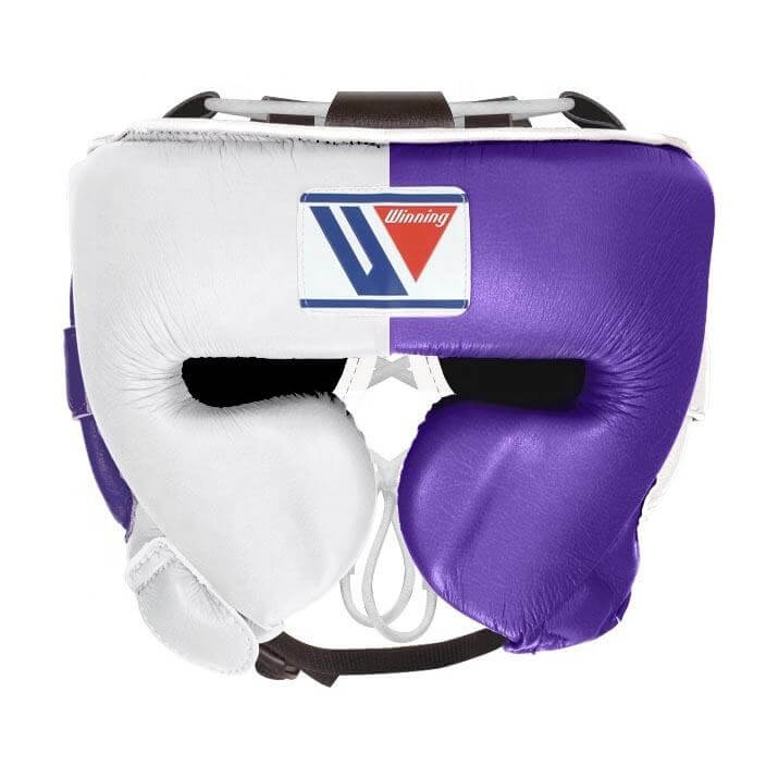 Winning Leather Boxing Set Purple/White Headguard View