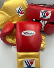 Winning Boxing Set Red/Gold Gym Training Gloves Headguard