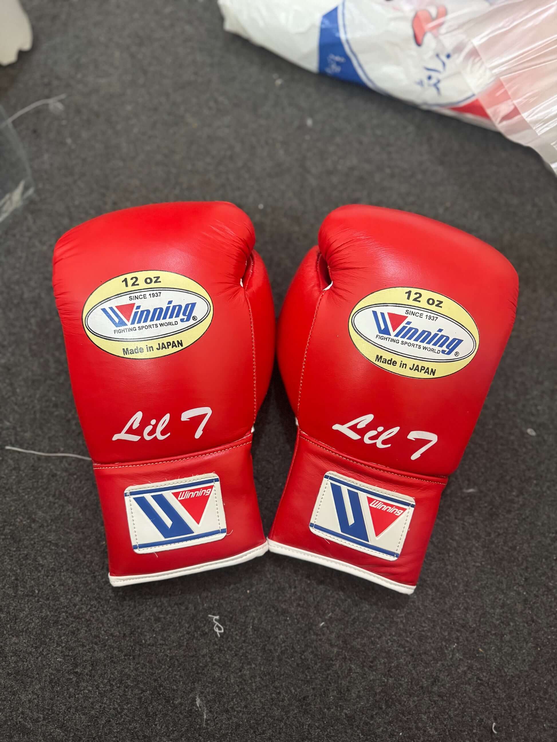 Winning Red Boxing Set Lace-Up Gloves View