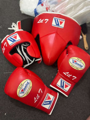 Winning Red Boxing Set Lace-Up Gloves Training Bundle
