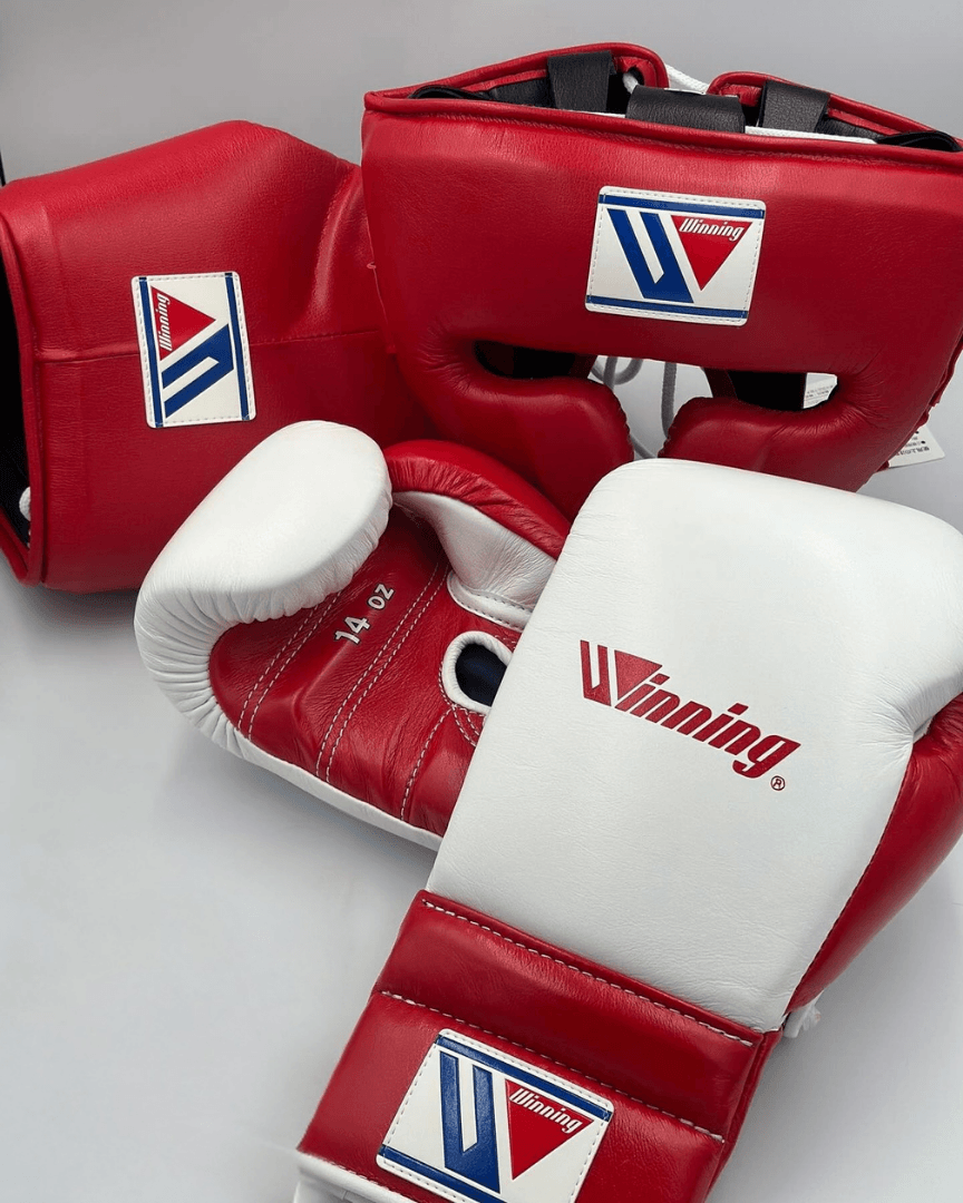 Winning Red/White Boxing Set Heavy Duty Gloves Training Collection