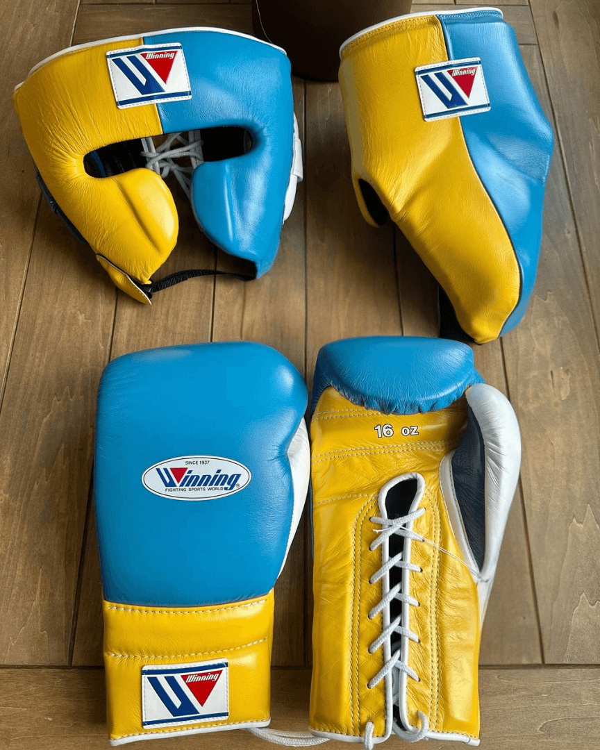 Winning Blue/Yellow/White Complete Boxing Set Customizable Training Bundle