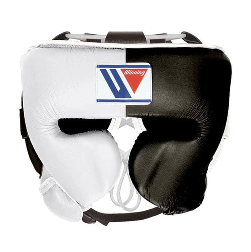 Winning Leather Boxing Set White/Black Gym Training Kit Headguard View