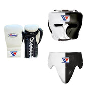 Winning Leather Boxing Set White/Black Gym Training Kit