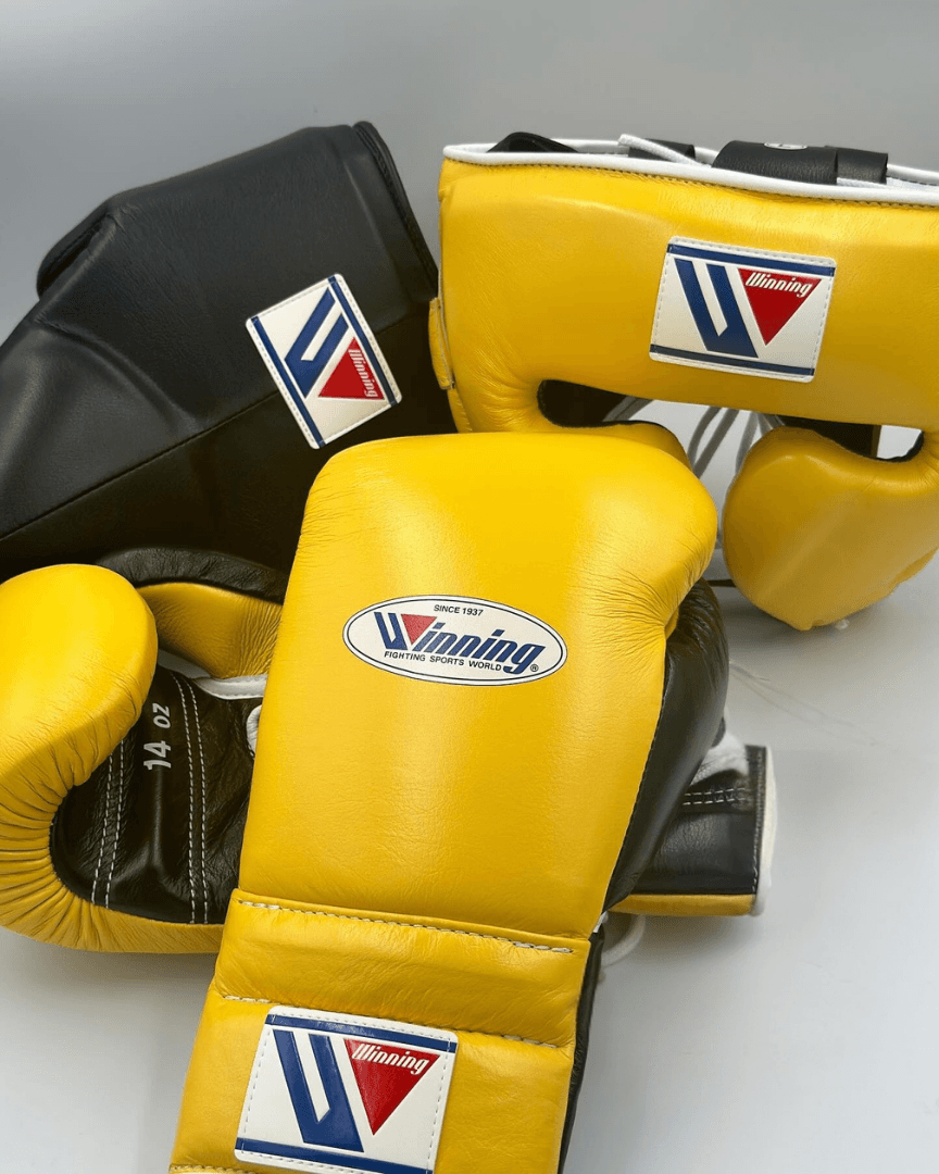 Winning Leather Boxing Set Yellow/Black Custom Training Collection