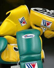 Winning Complete Boxing Set Yellow/Green Gloves Headguard Training Bundle