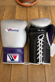 Winning Silver/Purple/Black boxing gloves professional sparring and training gear