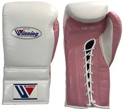 Winning White/Pink Boxing Gloves Premium Gym Training Pair