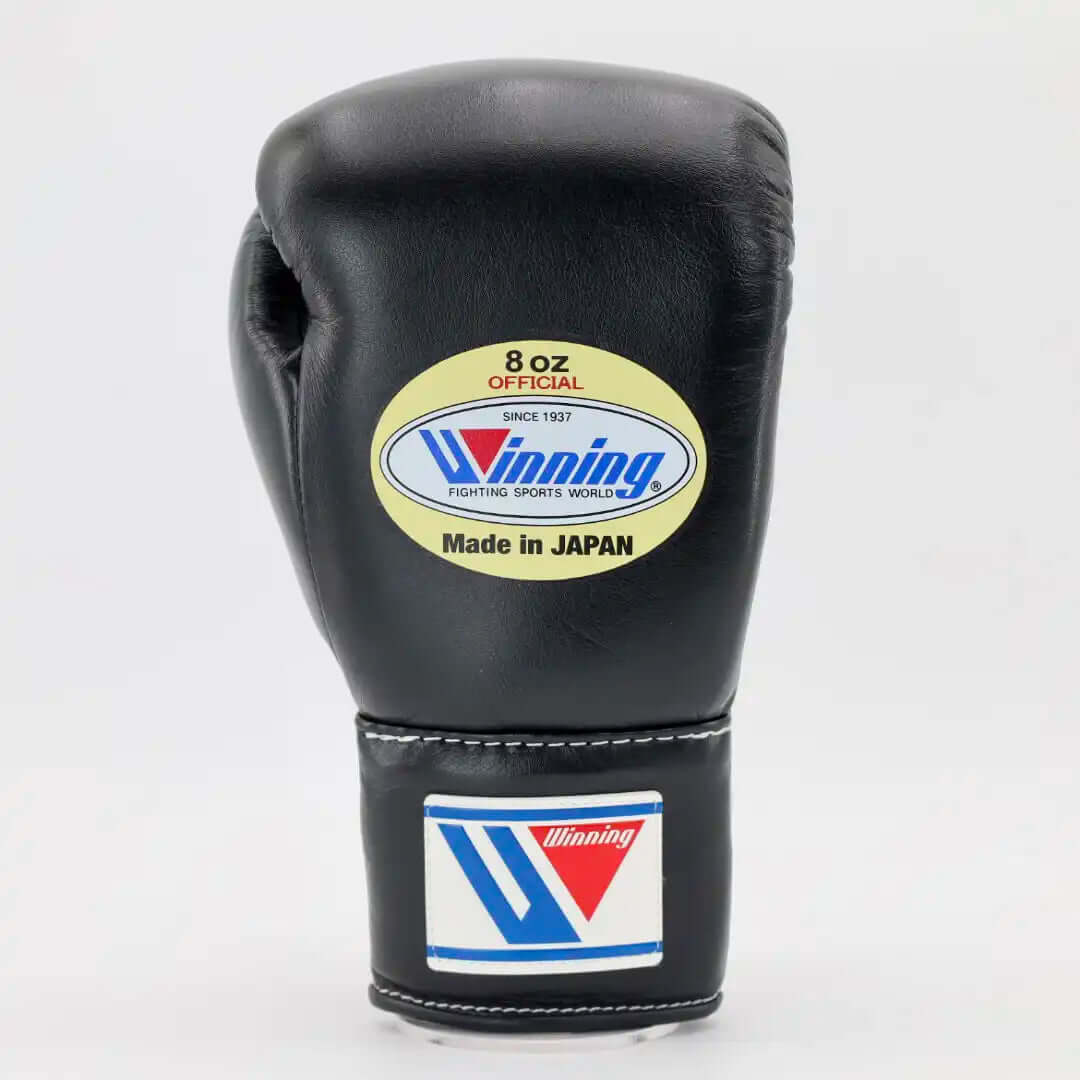 Winning Black Boxing Gloves Premium Quality Training Back View