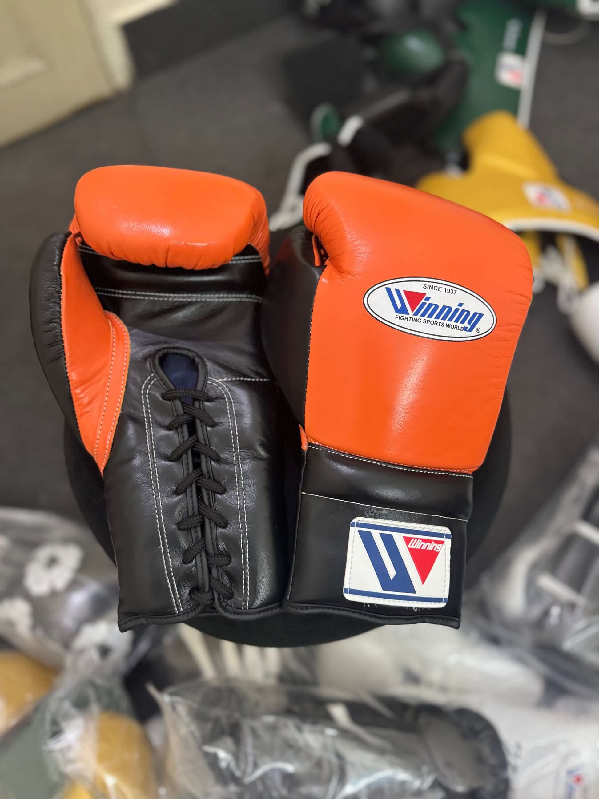 Winning Orange/Black Boxing Gloves 14oz Premium Training Gloves