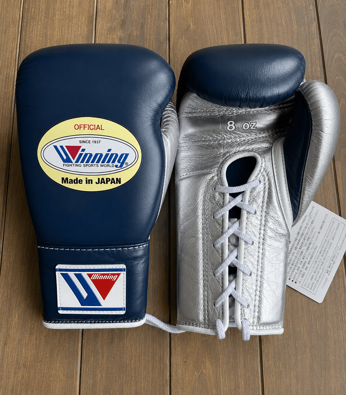 Winning Dark-Blue/Silver 14oz Boxing Gloves High Quality Gym Gloves