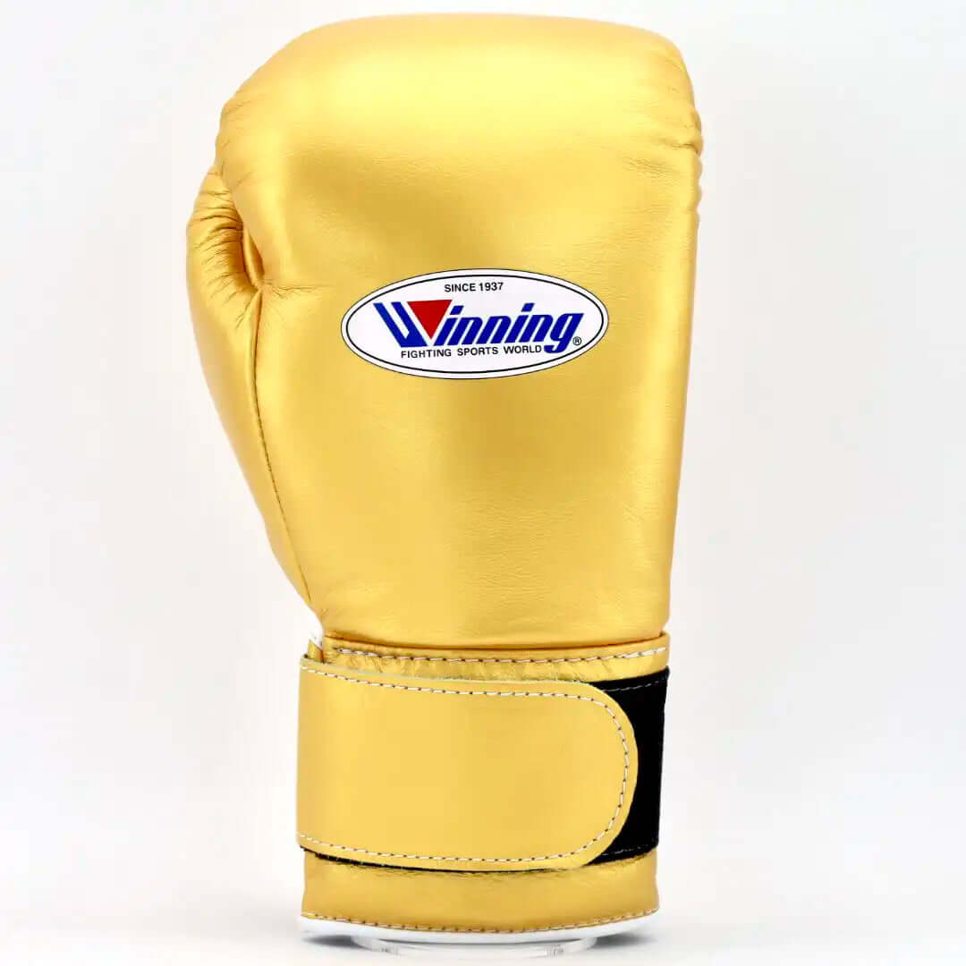 Winning Gold Full View Leather Boxing Gloves Back View