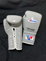 Winning Light-Grey Leather Boxing Gloves Classic Design Pair