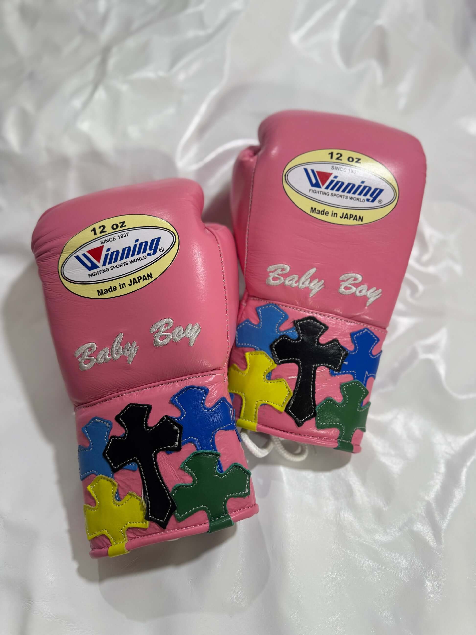 Winning Pink 14oz Boxing Gloves Custom Sparring Gloves Back View