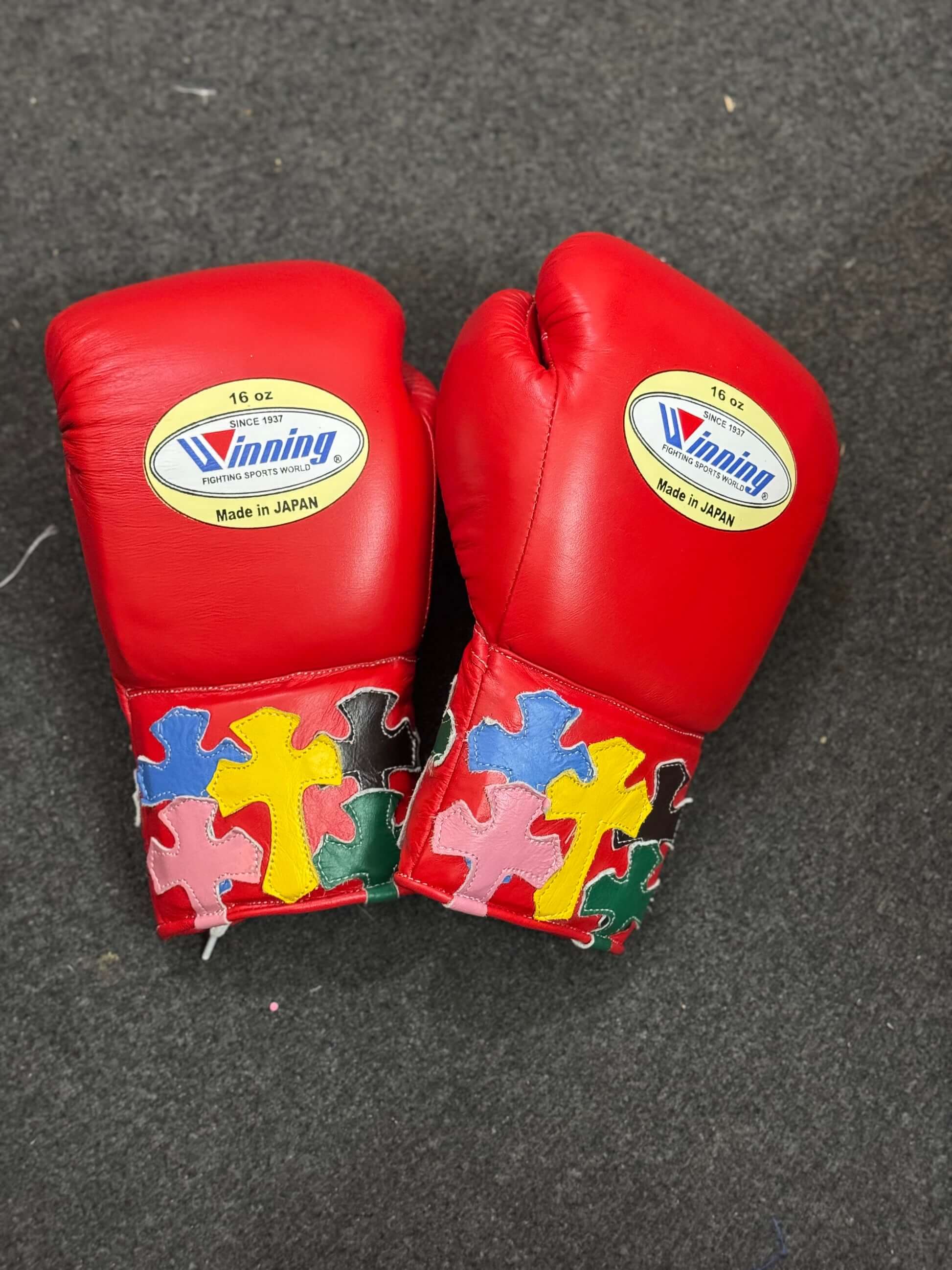 Winning Red Boxing Gloves Premium Gym Training Pair Back View