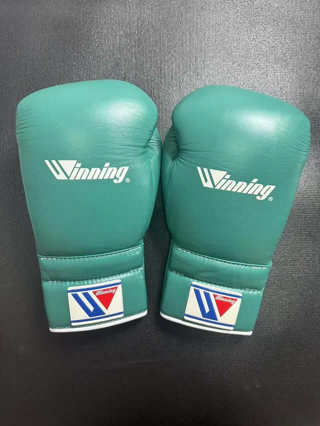 Winning Teal Leather Boxing Gloves Custom Fit Training