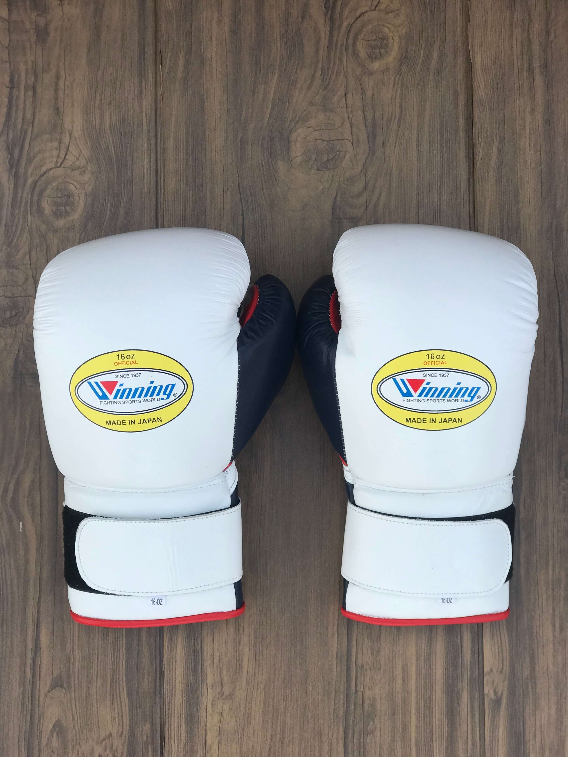 Winning White/Black/Red Velcro Boxing Gloves Classic Training Gloves
