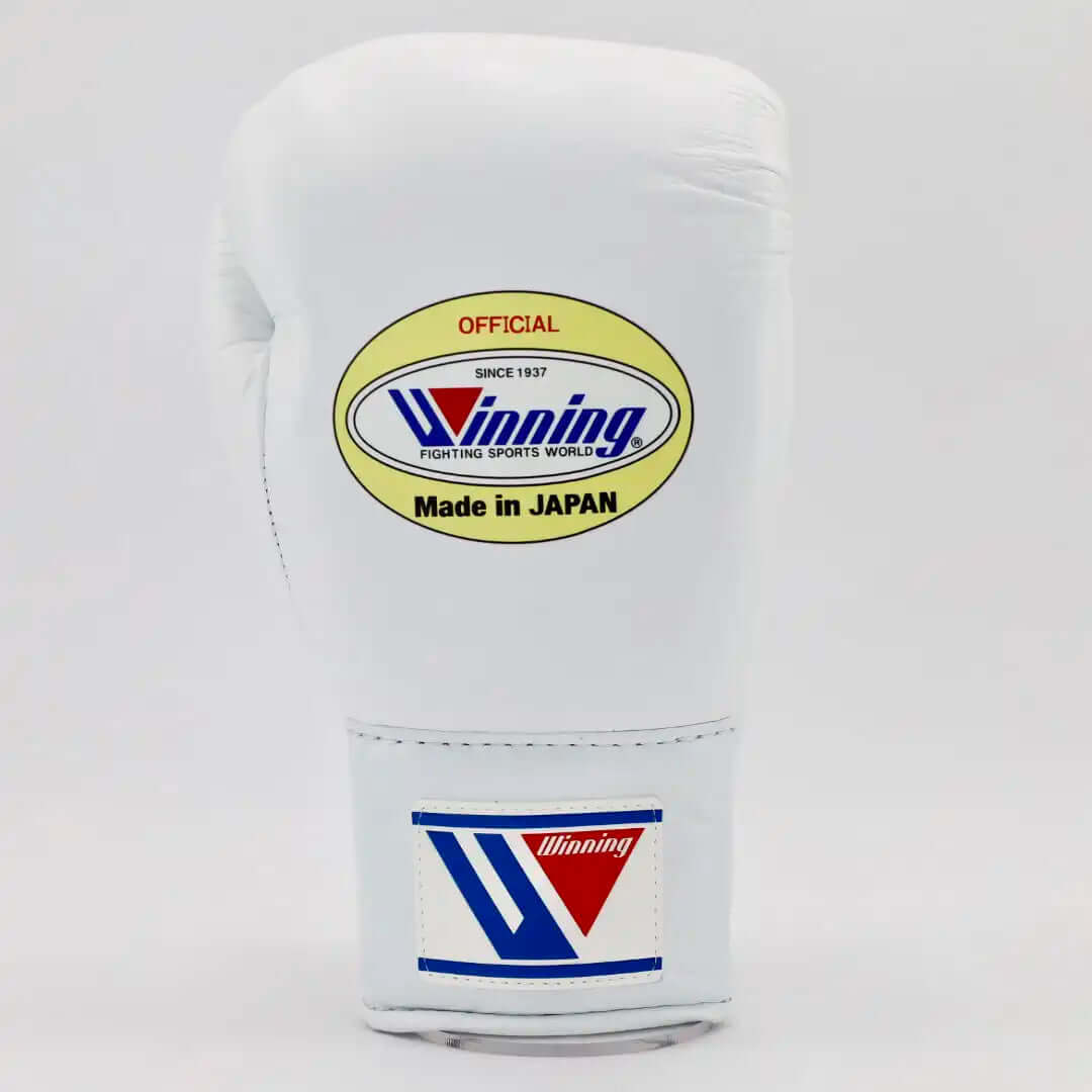 Winning White Leather Boxing Gloves Back View