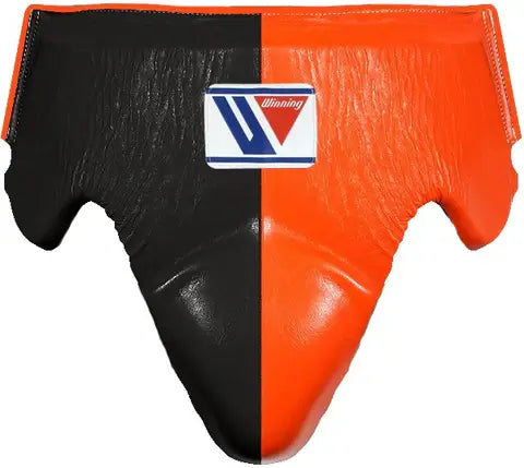 Winning Black/Orange Leather Groin Guard Classic Training Gear