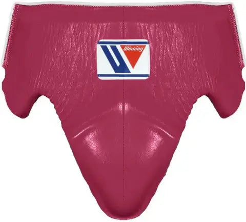 Winning Dark-Pink/White Leather Groin Guard Classic Design