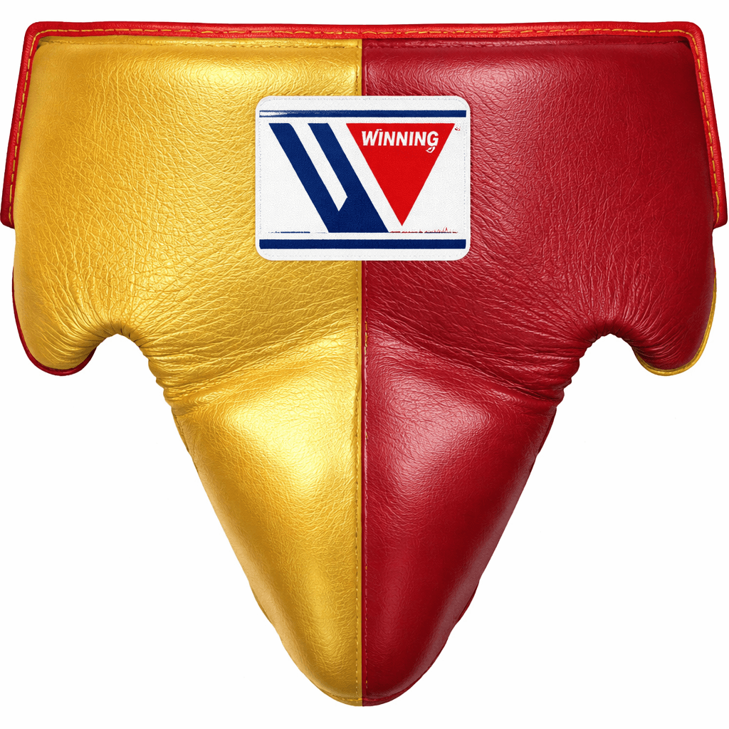 Winning Groin Protector Gold/Maroon  on Athlete Training Action Shot