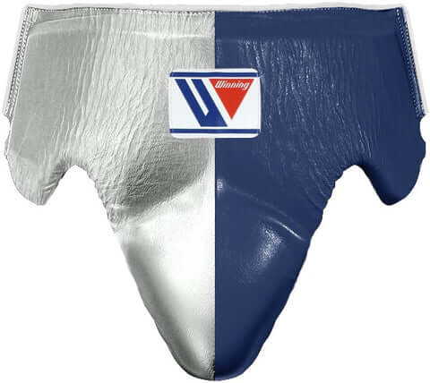 Winning Silver/Dark-Blue Leather Groin Guard Classic Training Gear