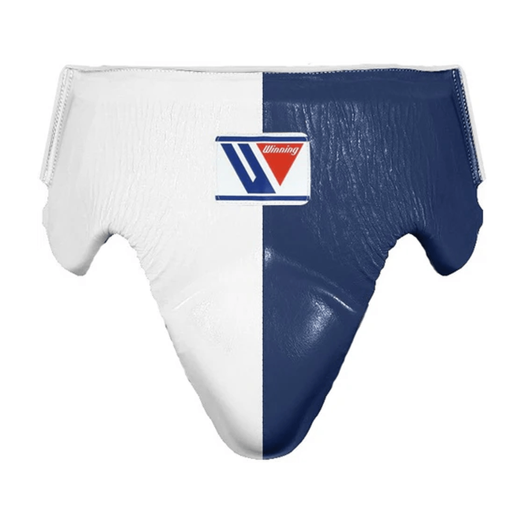 Winning White/Dark-Blue Groin Guard Secure Fit Boxing Protection