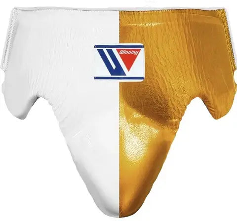 Winning White/Gold Leather Groin Guard Classic Training Gear