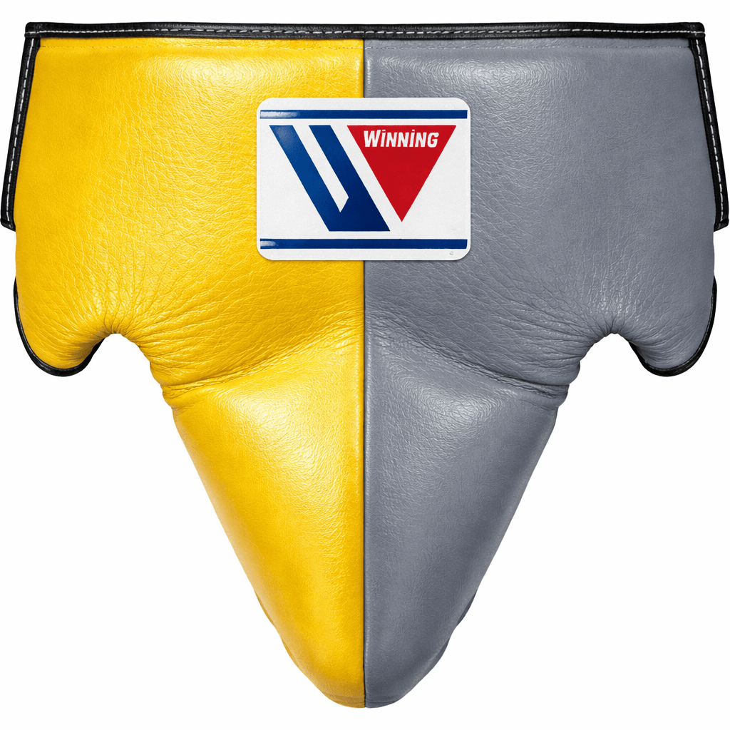Winning Yellow/Grey/Black Leather Groin Guard Classic Design