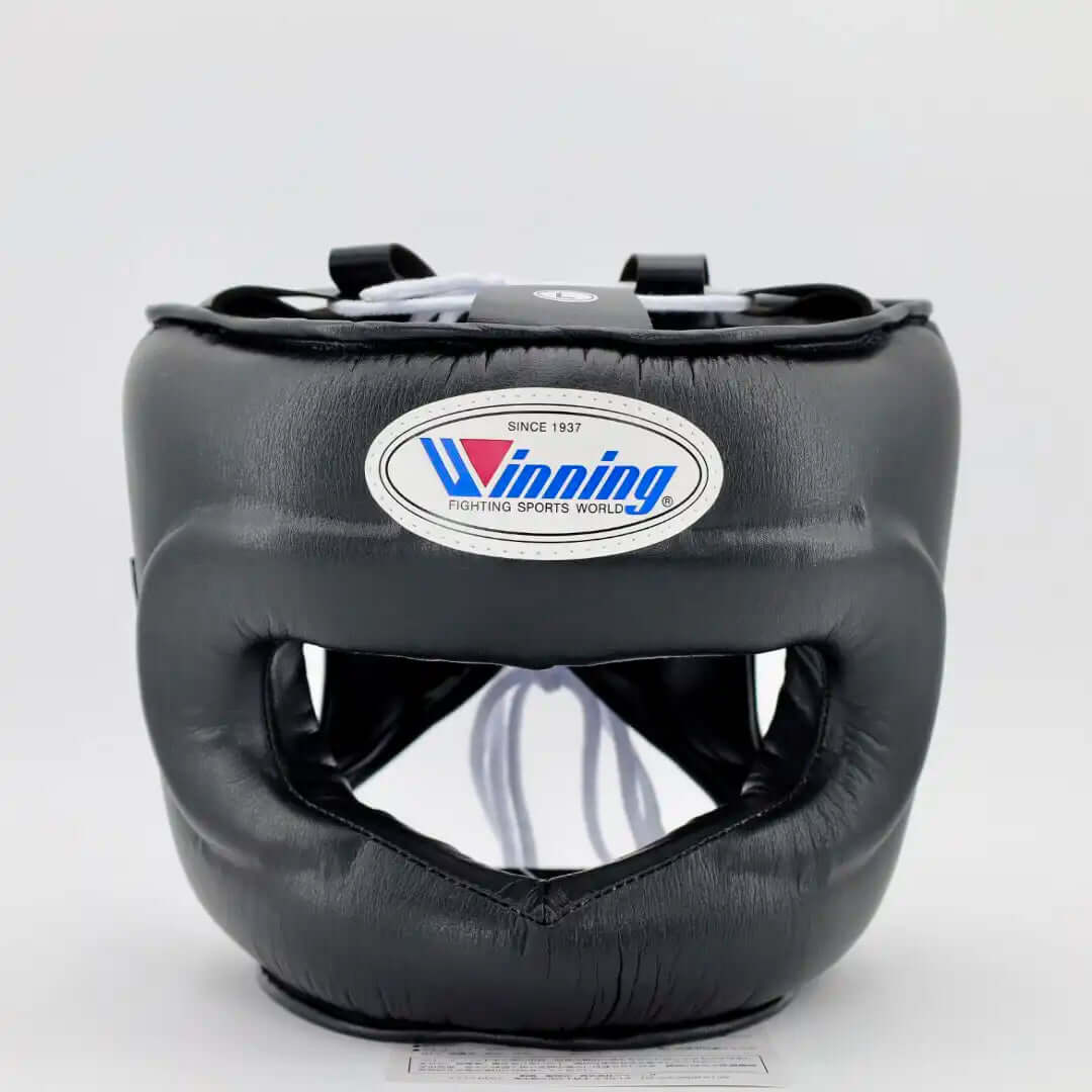 Winning Black Leather Headgear Classic Training Protection