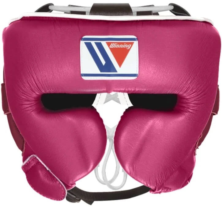 Winning Dark-Pink Leather Headgear Custom Fit Boxing Headguard