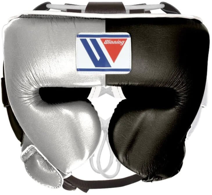 Winning Boxing Headgear Silver/Black Premium Training Headguard