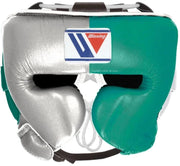 Winning Silver/Green Leather Headgear Classic Training Protection