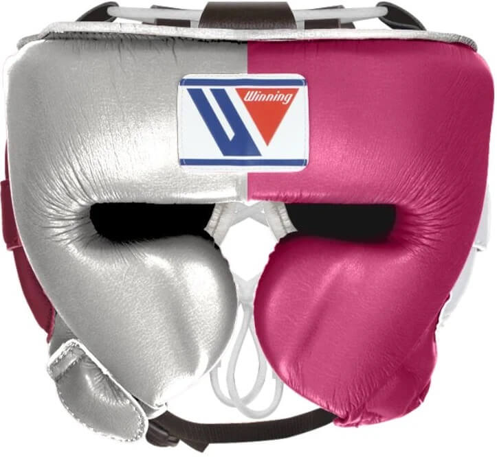 Winning Silver/Pink Boxing Headgear Premium Sparring Protection