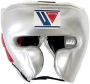 Winning Silver/Red Boxing Headgear Premium Sparring Protection